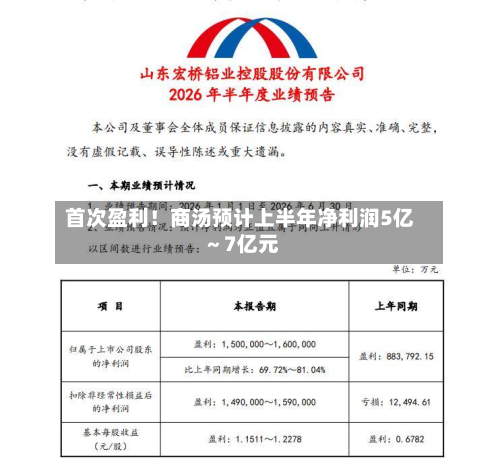 首次盈利！商汤预计上半年净利润5亿～7亿元